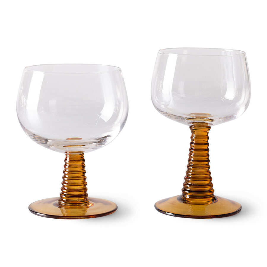 HKLIVING | Swirl Vínglas | Ochre |Lágt