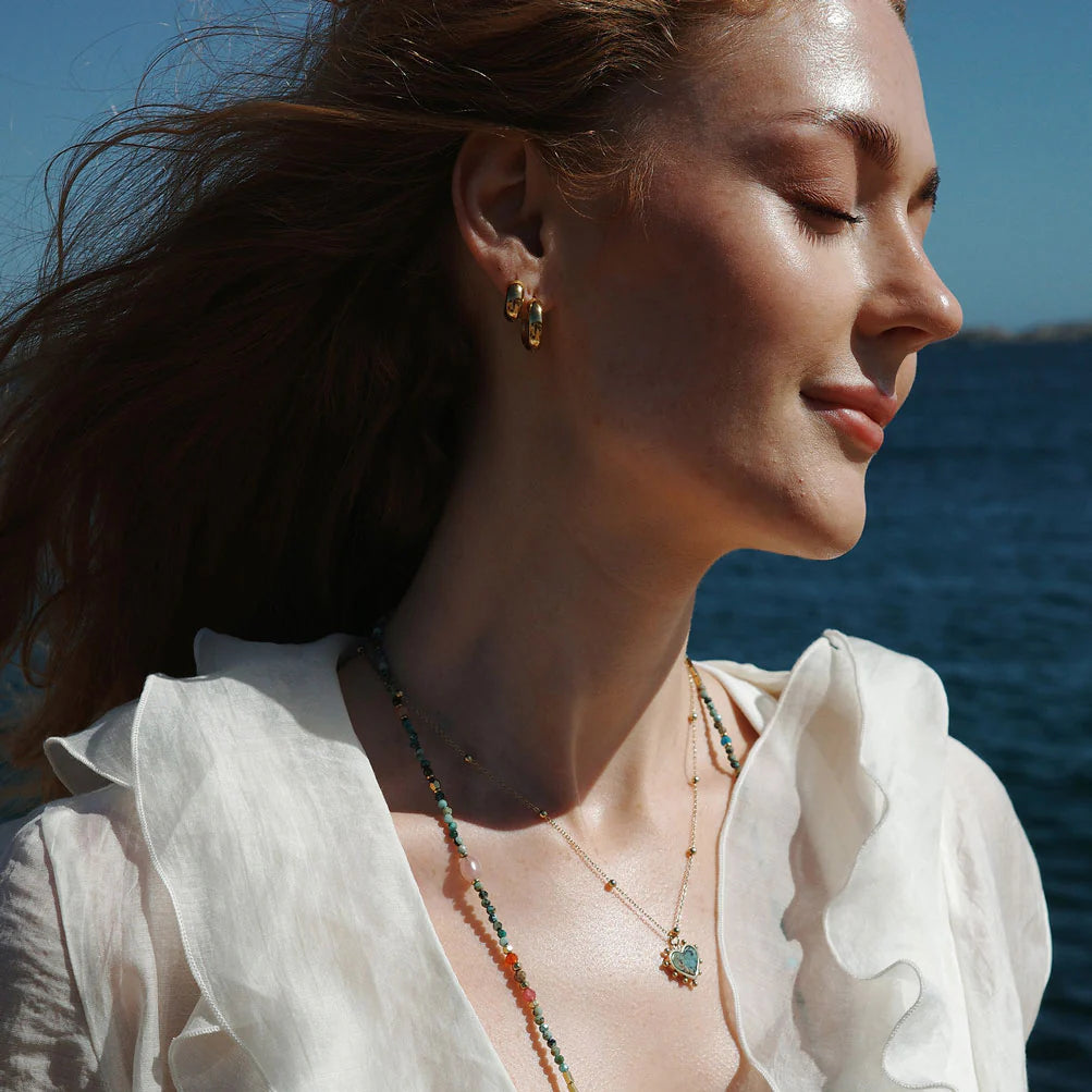 Hálsfesti| Happy life | Precious stone | Stál