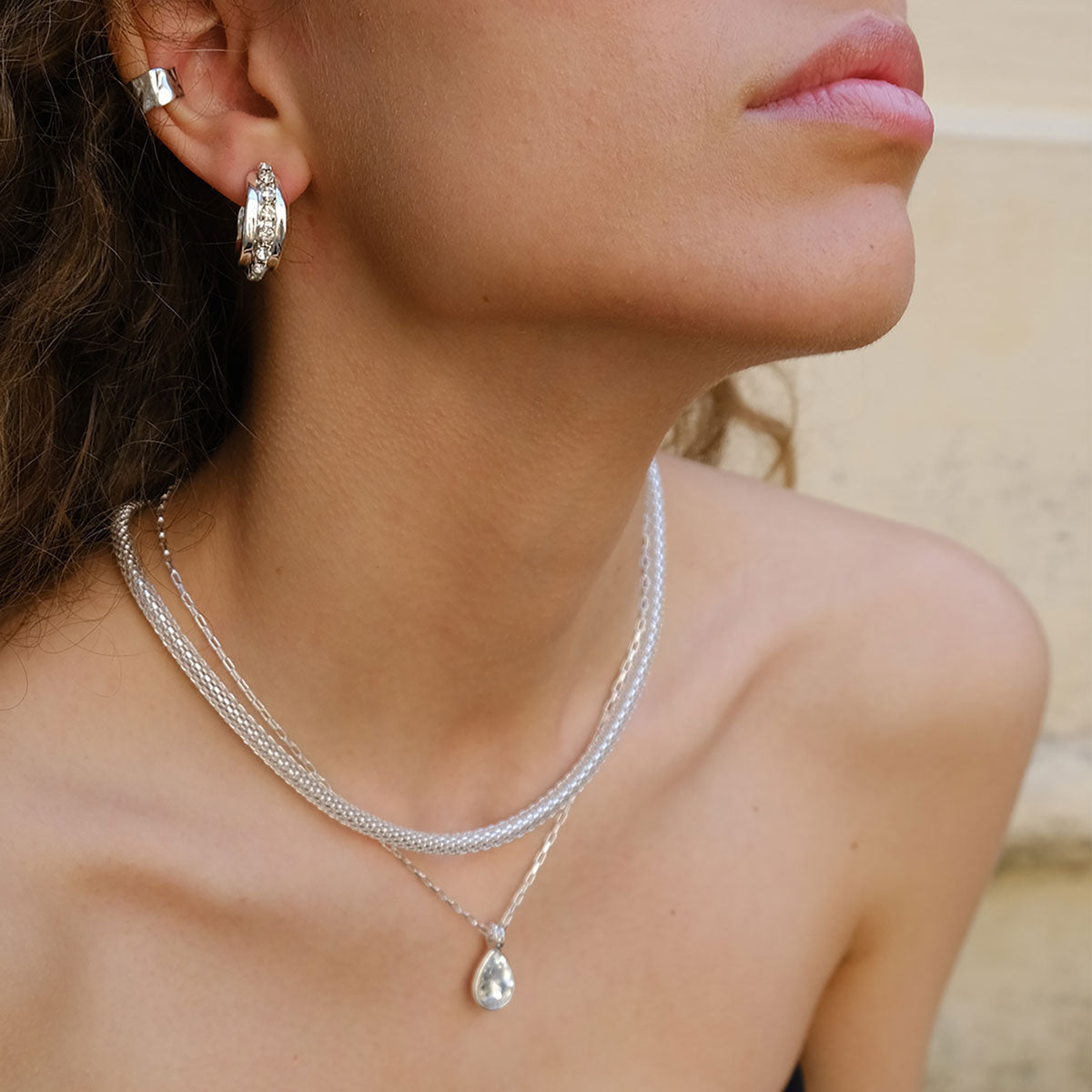 Eyrnalokkar | Crystal statement | Silfur