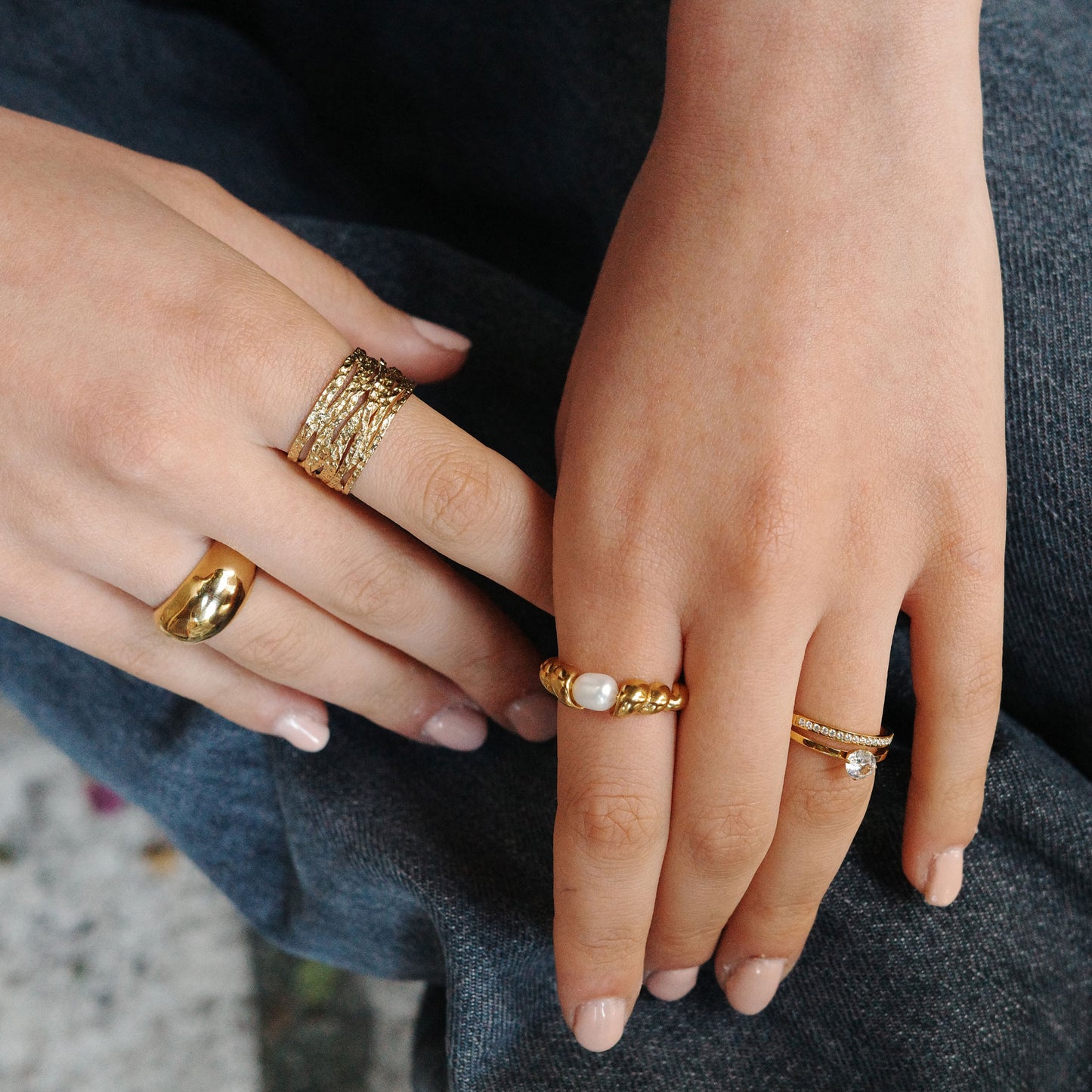 Hringur | með kristalssteinum | 14k