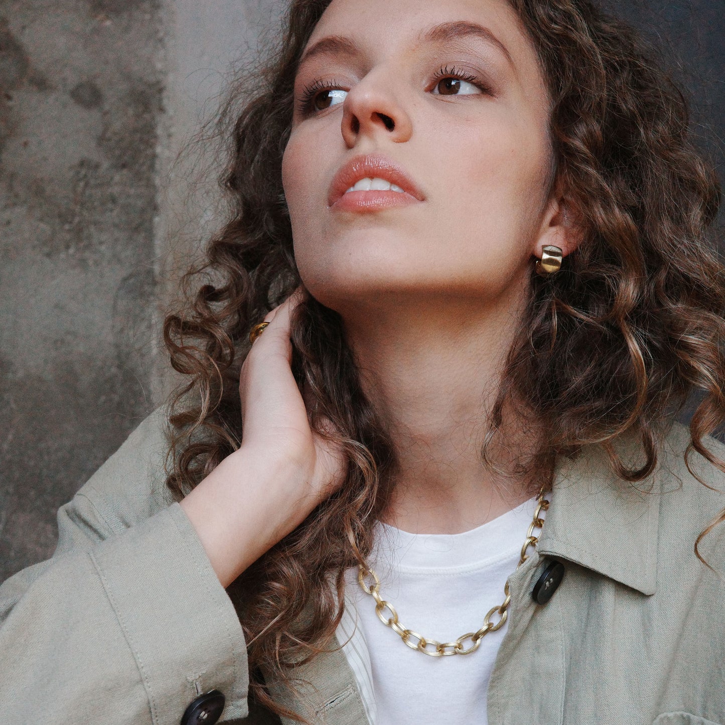 Eyrnalokkar | Steel satin| Gull 14k