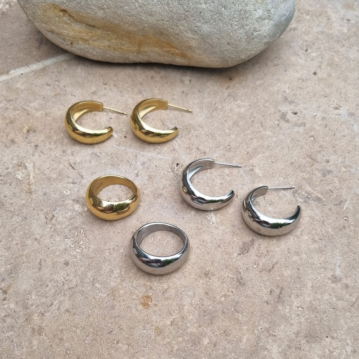 Eyrnalokkar | Steel | Silfurhringir 24mm
