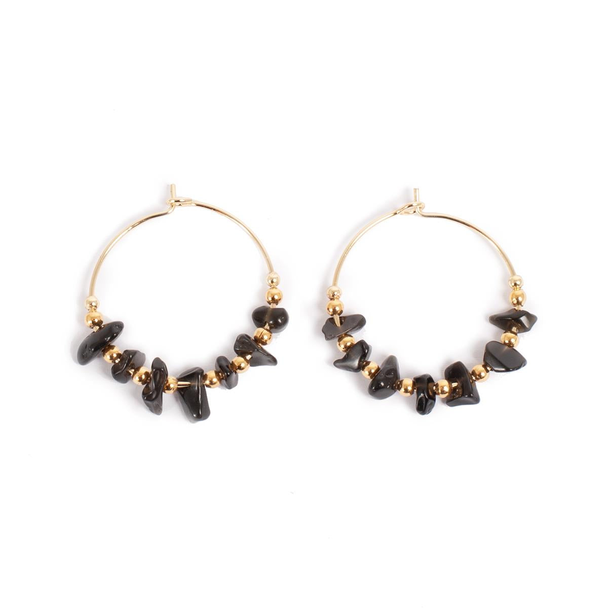 Eyrnalokkar- Svartur Onyx - Nature beads