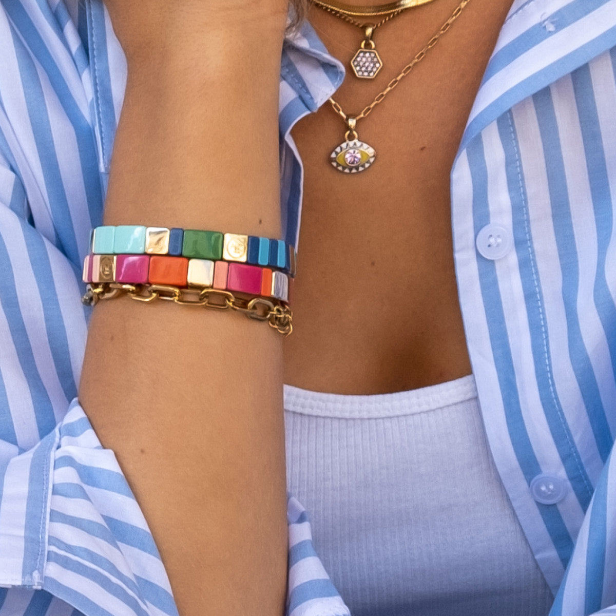 Armband - Fuschia - Enamel Tiles