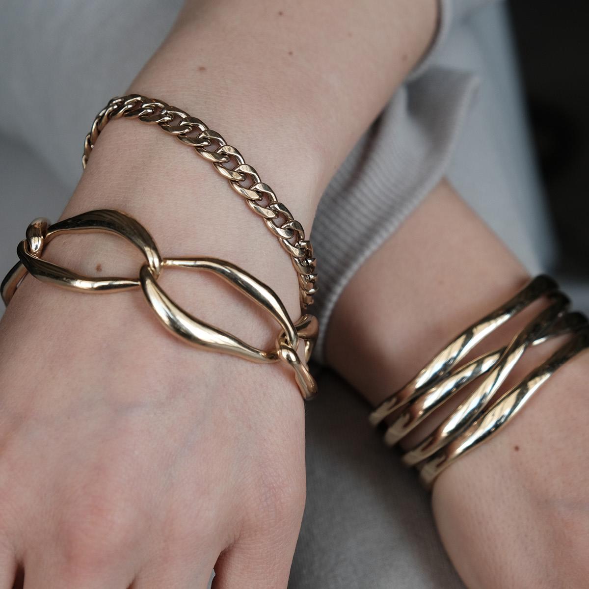 Armband með Lás - Gull - Sculptured