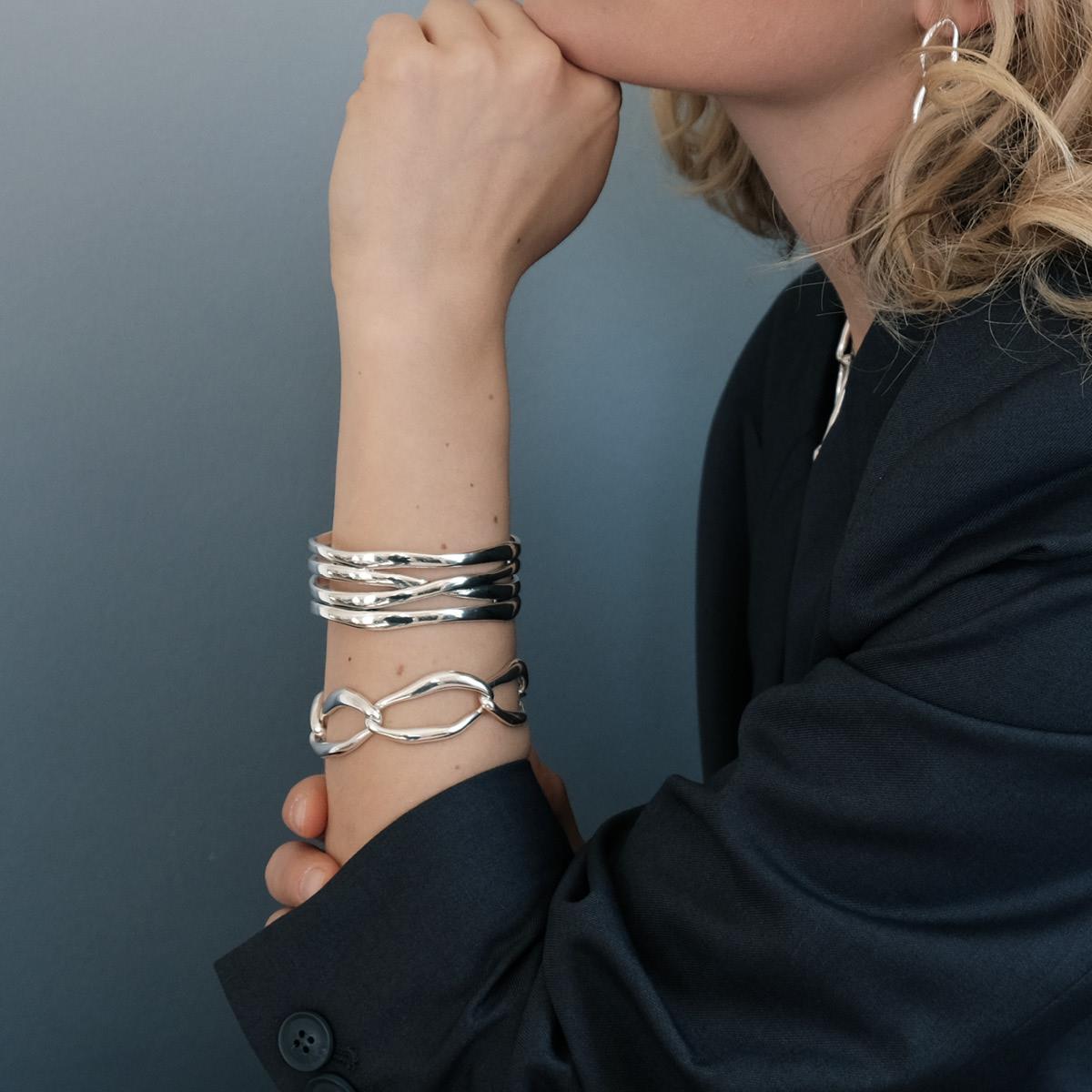 Armband með Lás - Silfur - Sculptured