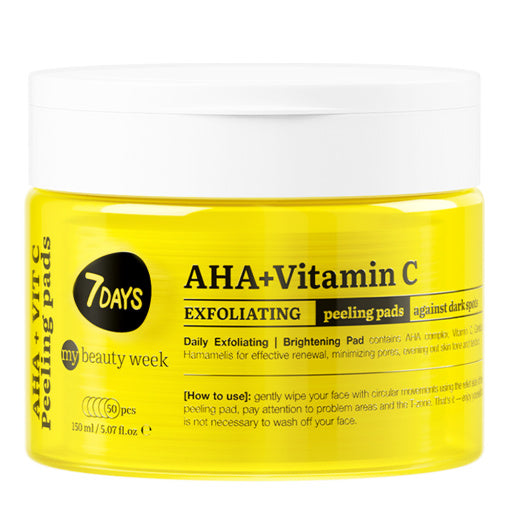 7DAYS | AHA+Vitamin C | Exfoliating Peeling | Pads Hreinsipúðar fyrir andlit | AHA og C vítamín
