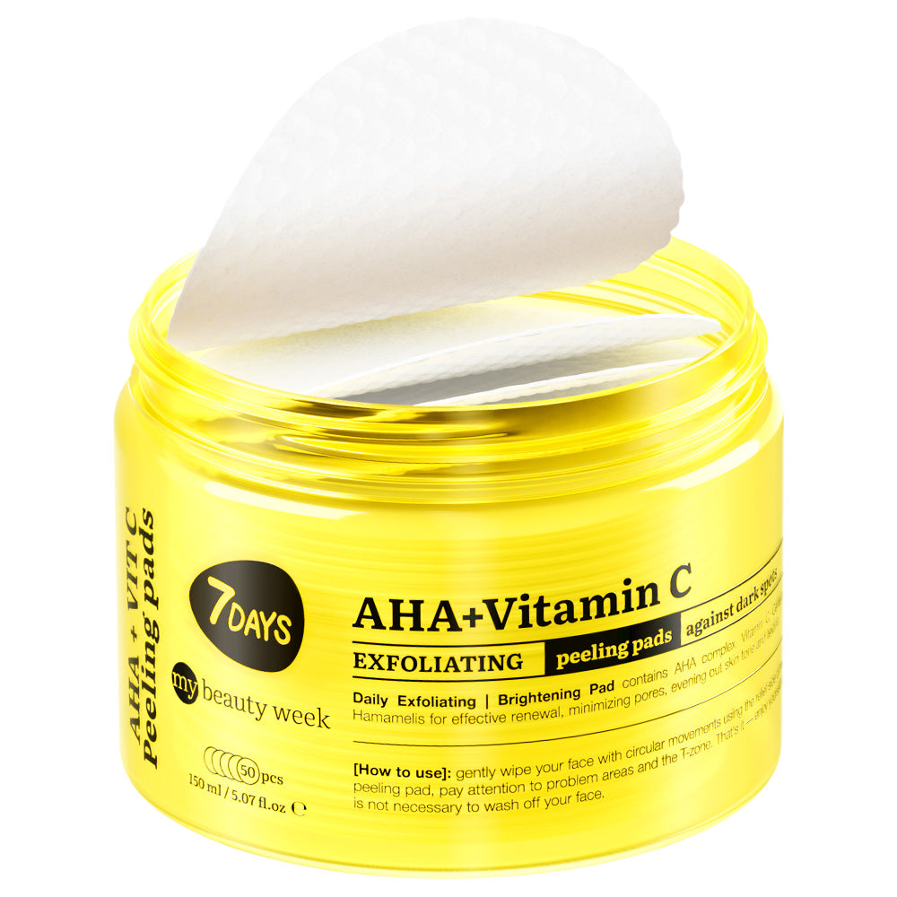 7DAYS | AHA+Vitamin C | Exfoliating Peeling | Pads Hreinsipúðar fyrir andlit | AHA og C vítamín