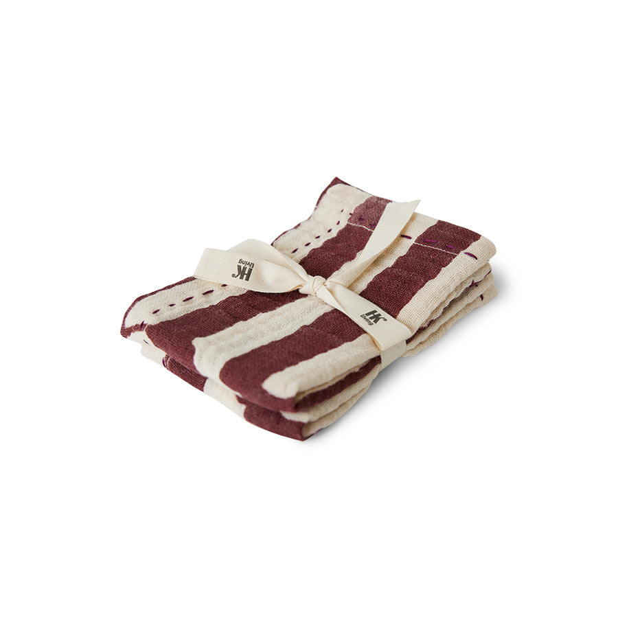 HKLIVING | Tauservíetta | 2 saman | striped burgundy