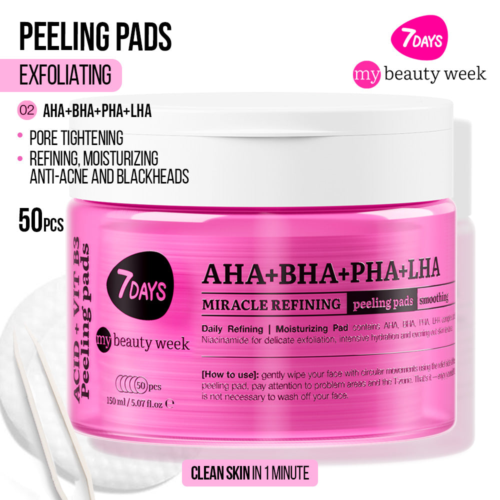 7DAYS | AHA+BHA+PHA+LHA Miracle Refining | Hreinsipúðar fyrir andlit |