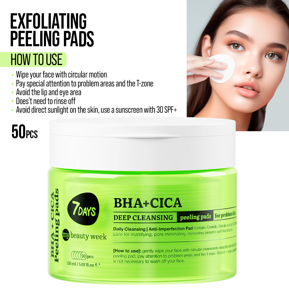 7DAYS | BHA + CICA Deep Cleansing | Hreinsipúðar fyrir andlit | BHA+CICA
