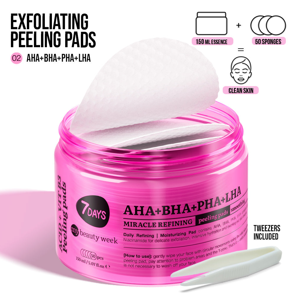 7DAYS | AHA+BHA+PHA+LHA Miracle Refining | Hreinsipúðar fyrir andlit |