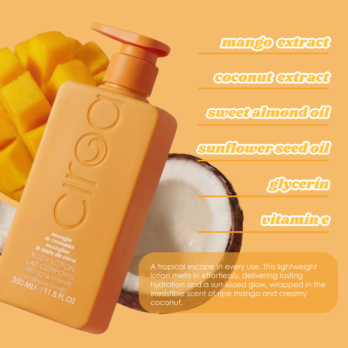 Ciroa Beauty | Bodylotion | Mangó og kókoshnetu