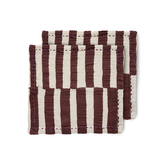 HKLIVING | Tauservíetta | 2 saman | striped burgundy