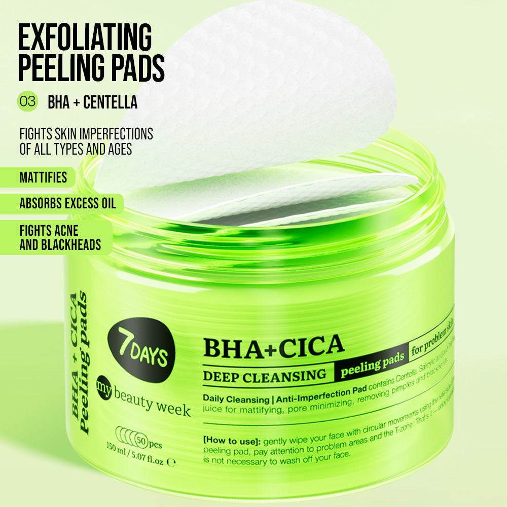 7DAYS | BHA + CICA Deep Cleansing | Hreinsipúðar fyrir andlit | BHA+CICA