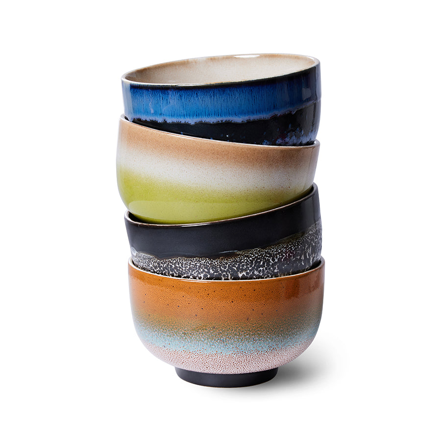 HKLIVING | 70s Ceramics | Skálar 4 stk | Groovy