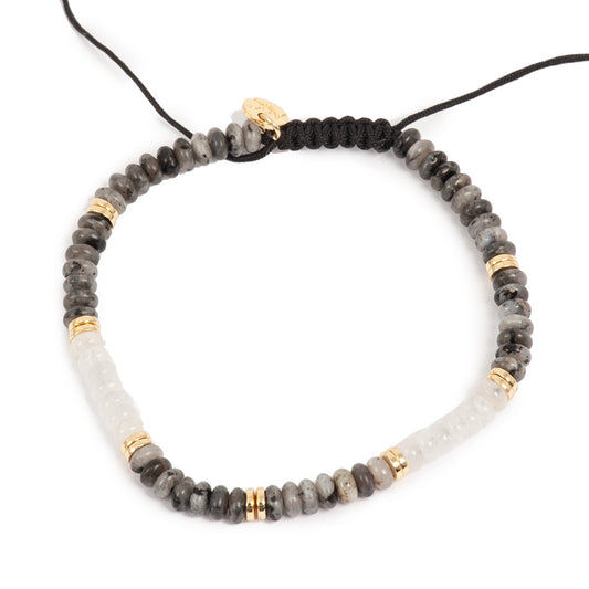 Armband | black labradorite / white jade