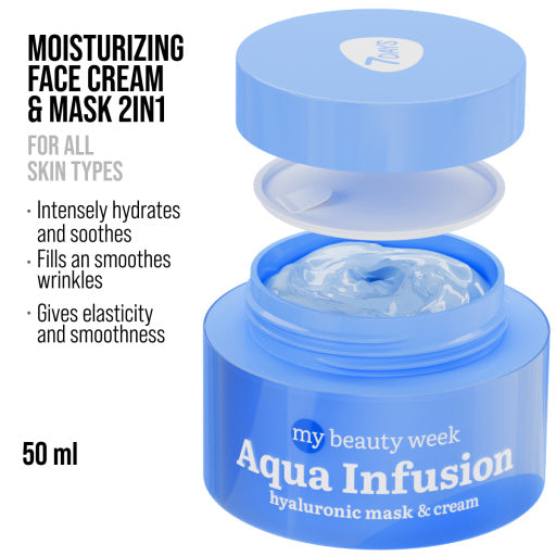 7DAYS | Aqua Infusion | Andlitskrem Og Maski | Rakagefandi | Hýalúrónsýra