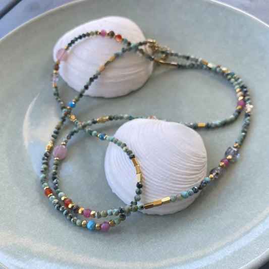Hálsfesti| Happy life | Precious stone | Stál