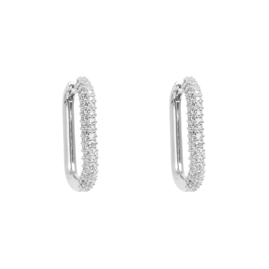 Eyrnalokkar| Oval Crystal Silfur