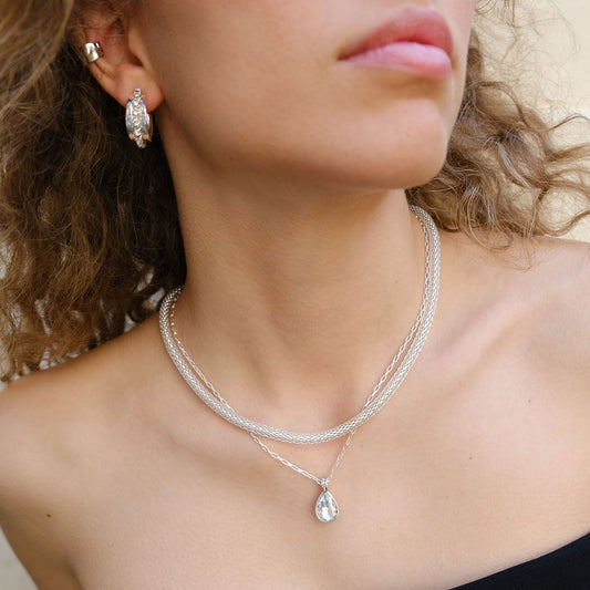 Eyrnalokkar | Crystal statement | Silfur