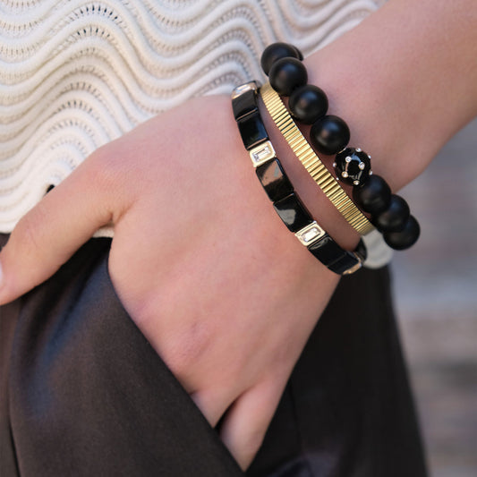 Armband - Svart og gull - Enamel Tiles