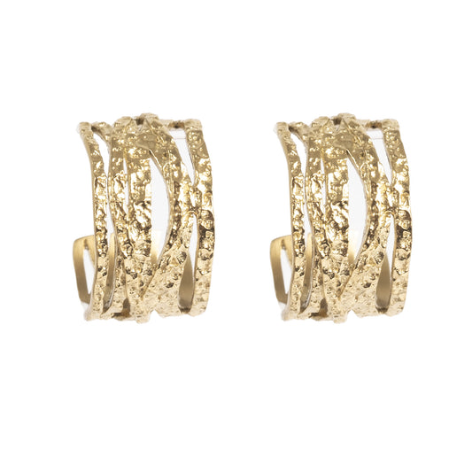 Eyrnalokkar | Steel satin| Gull 14k