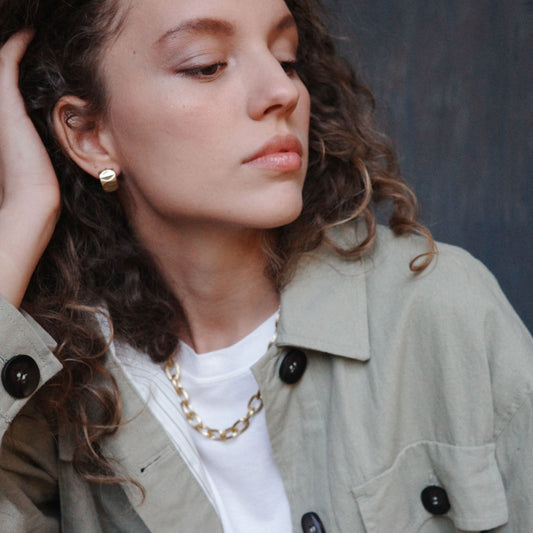 Eyrnalokkar | Steel satin| Gull 14k