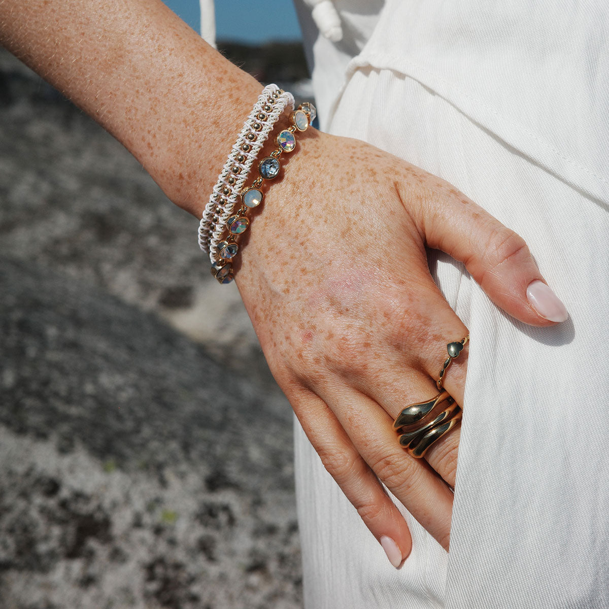 Armband | Solstice | Gull m steinum