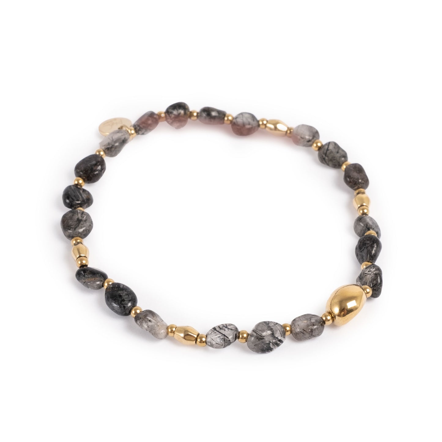 Armband | Svartir steinar| Stál