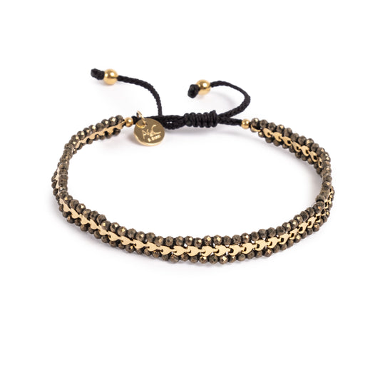 Armband | Svartir steinar| Stál