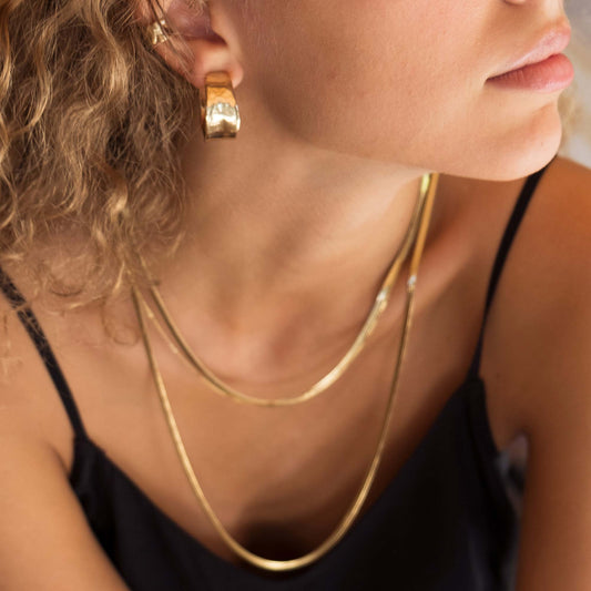 Hálsfesti- Steel snake -Stál- Gull|síð