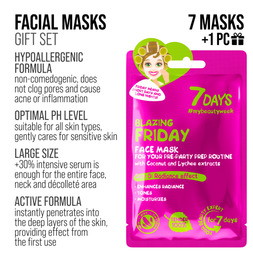 7DAYS | Gift set sheet masks BEAUTY CALENDAR | Gjafasett