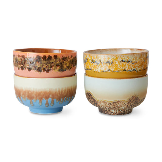 HKLIVING | 70s ceramics | Núðlu skálar | Seabreeze | 4 saman