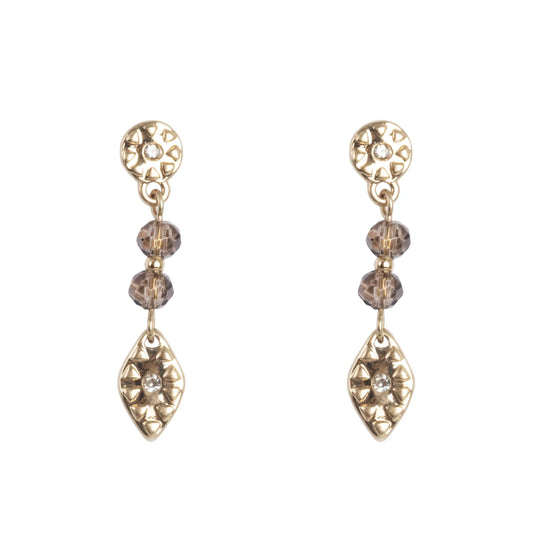Eyrnalokkar Hangandi | Bohemia | Smokey Quartz | Gull