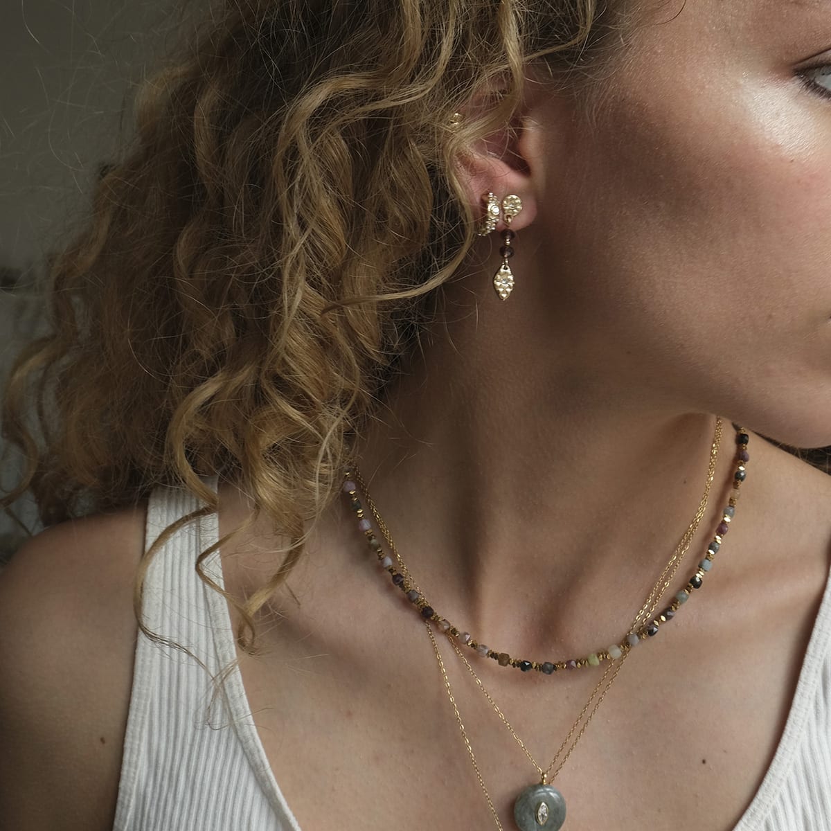 Eyrnalokkar Hangandi | Bohemia | Smokey Quartz | Gull