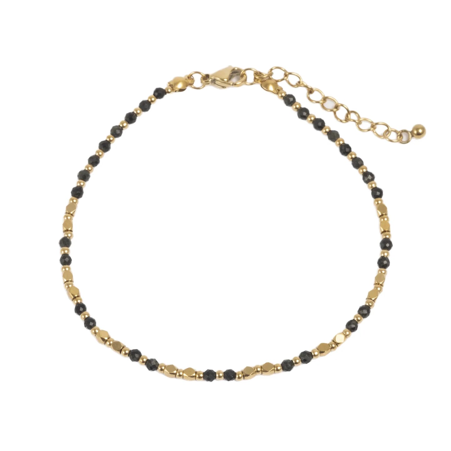 Armband | Svartir steinar | Gull