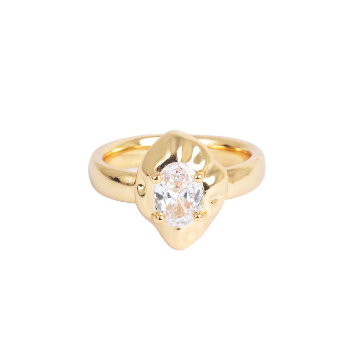 Hringur | Stál | Steinn | Gull 14k