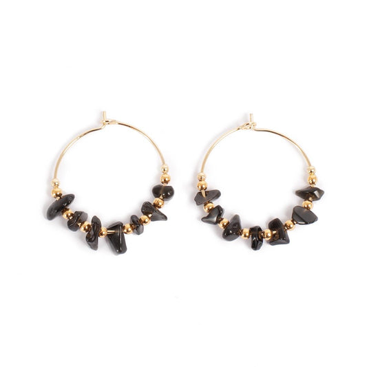 Eyrnalokkar- Svartur Onyx - Nature beads